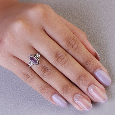 Anel de Prata com Ametista - 68137