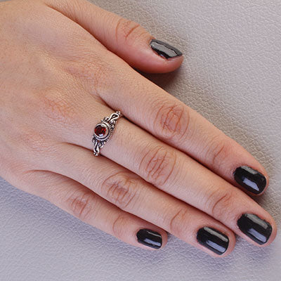 Anel de Prata com Granada - 68141