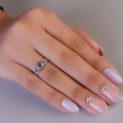 Anel de Prata com Ametista - 68145