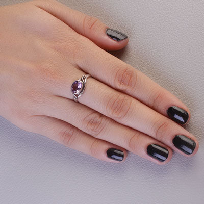 Anel de Prata com Ametista - 68149