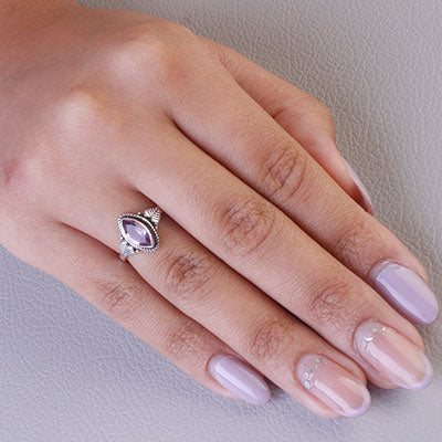 Anel de Prata com Ametista - 68157