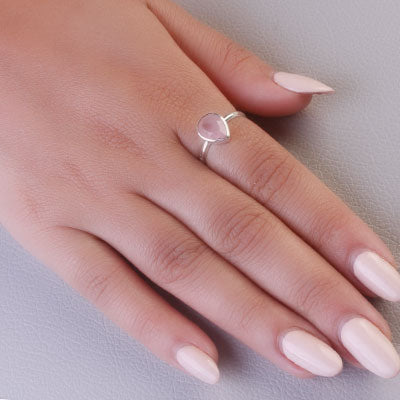 Anel de Prata com Quartzo Rosa - 68160