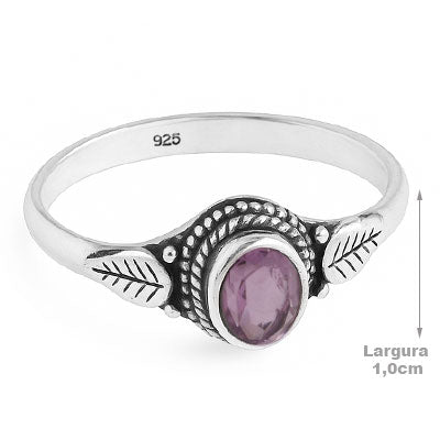 Anel de Prata com Ametista - 68165