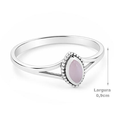 Anel de Prata com Quartzo Rosa - 68168
