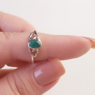 Anel de Prata com Esmeralda - 68173