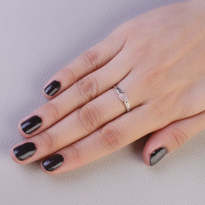 Anel de Prata com Quartzo Rosa - 68175