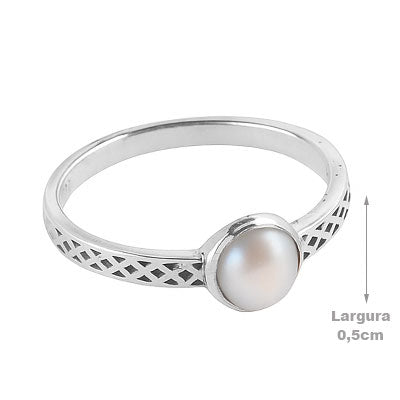 Anel de Prata com Pérola - 68163