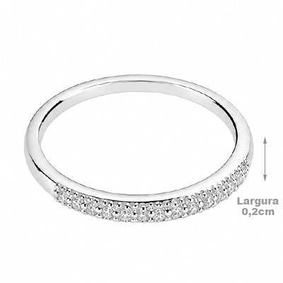 Anel de Prata Aparador com Zircônias - 68296