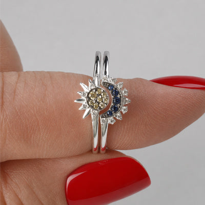 Anel de Prata Sol e Lua - 68366