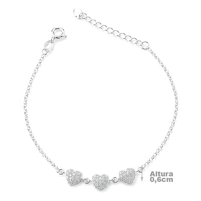Pulseira de Prata Coração - 68494
