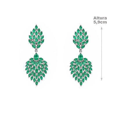 Brinco de Prata com Esmeralda - 68551