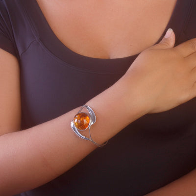 Bracelete de Prata com Âmbar - 68583