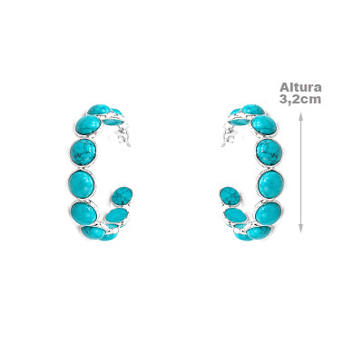 Argola de Prata com Turquesa - 68632