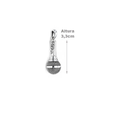 Pingente de Prata Microfone - 68637