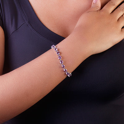 Pulseira de Prata com Ametista - 68750