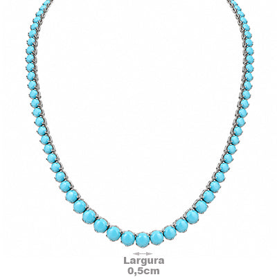 Gargantilha de Prata com Turquesa - 68769