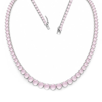 Gargantilha de Prata com Quartzo Rosa - 68770