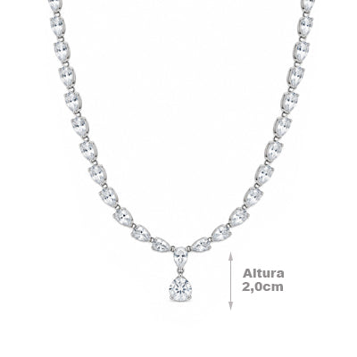Gargantilha de Prata com Zircônias -68810