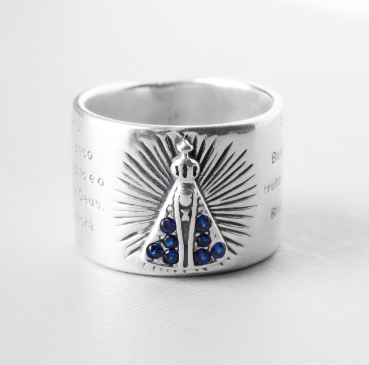 Anel de Prata Nossa Senhora Aparecida - 62284 - soprata