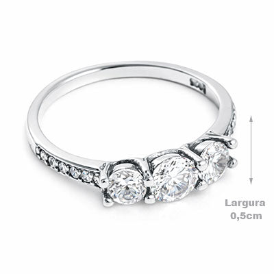 Anel de Prata com Zircônias - 55501
