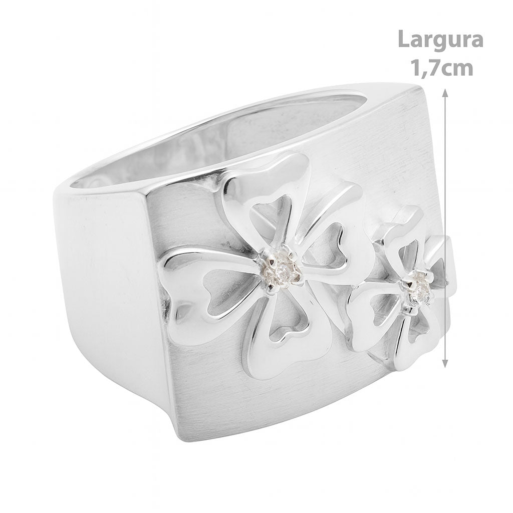Anel de Prata com Flores - 977