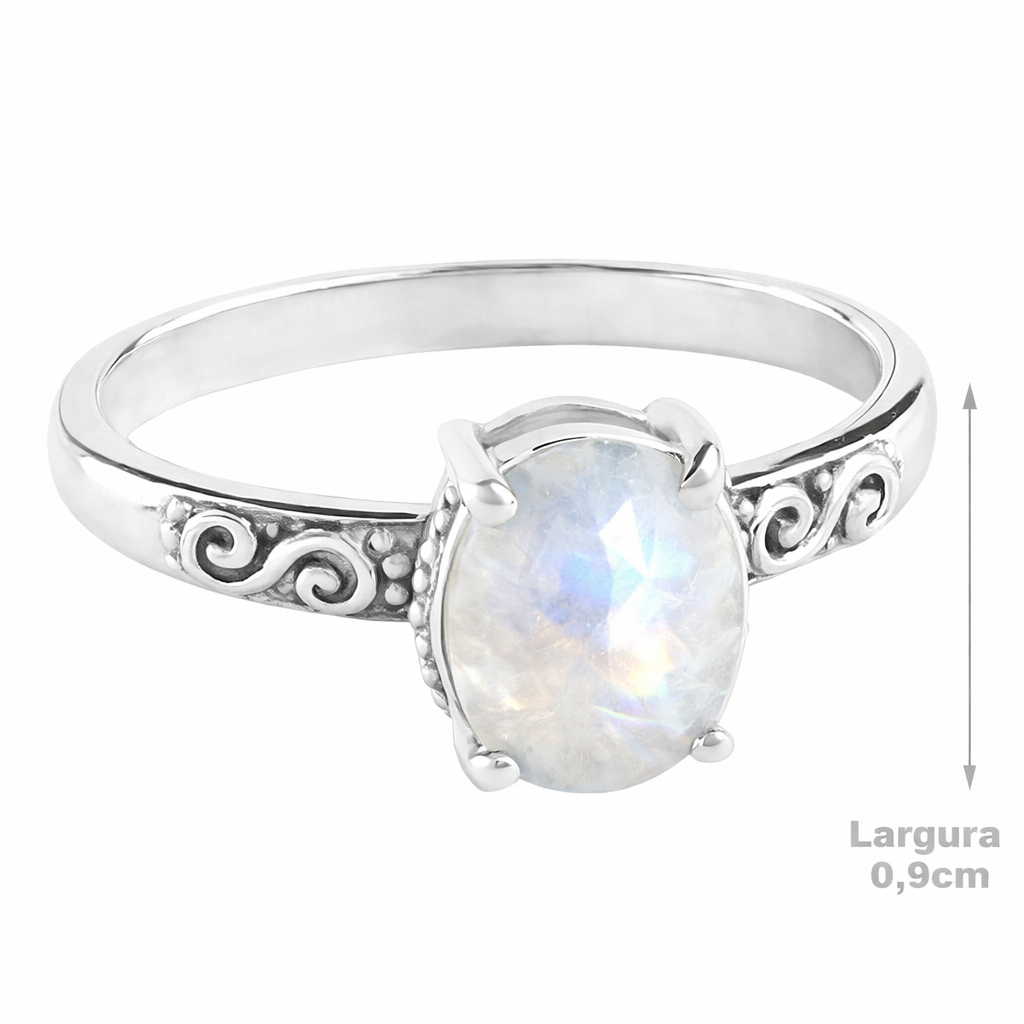 Anel de Prata com Pedra da Lua - 67994