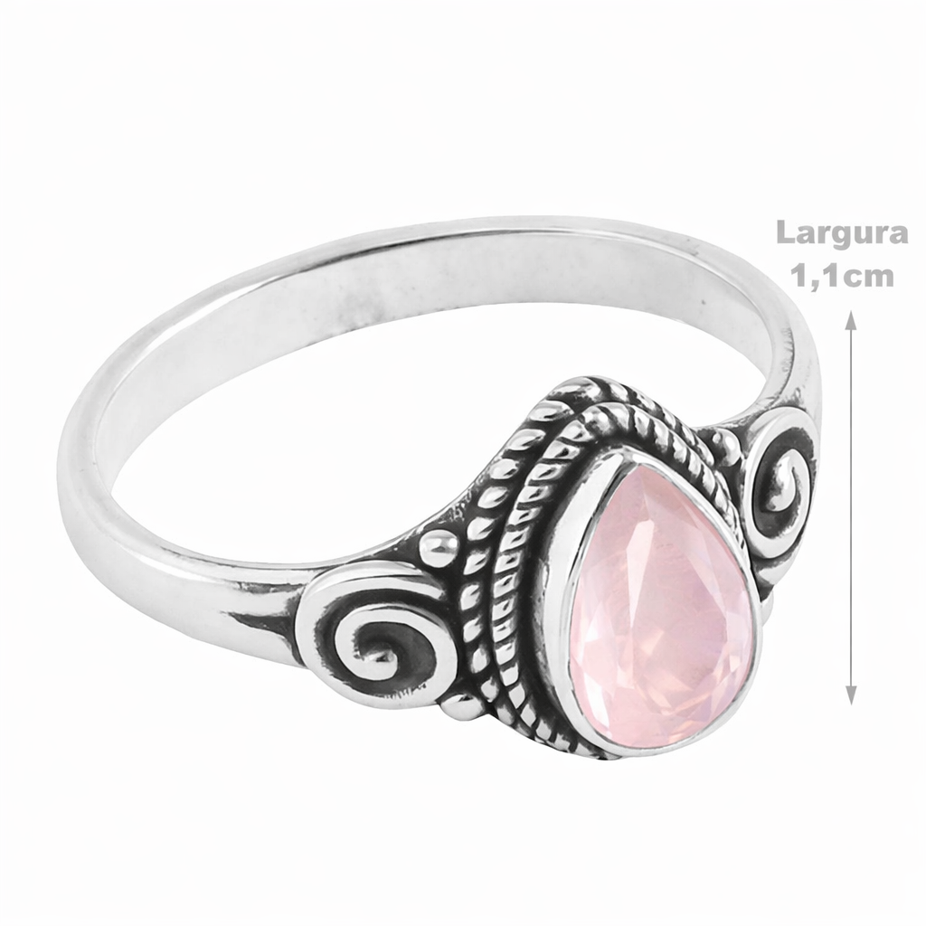 Anel de Prata com Quartzo Rosa - 67868