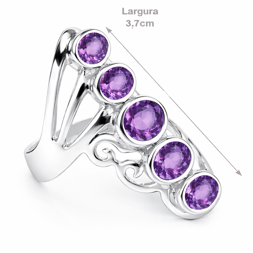Anel de Prata com Ametista - 67920