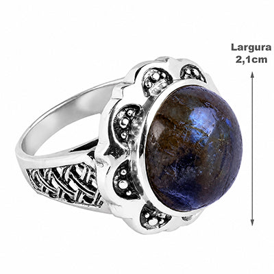 Anel de Prata Flor com Labradorita - 65270