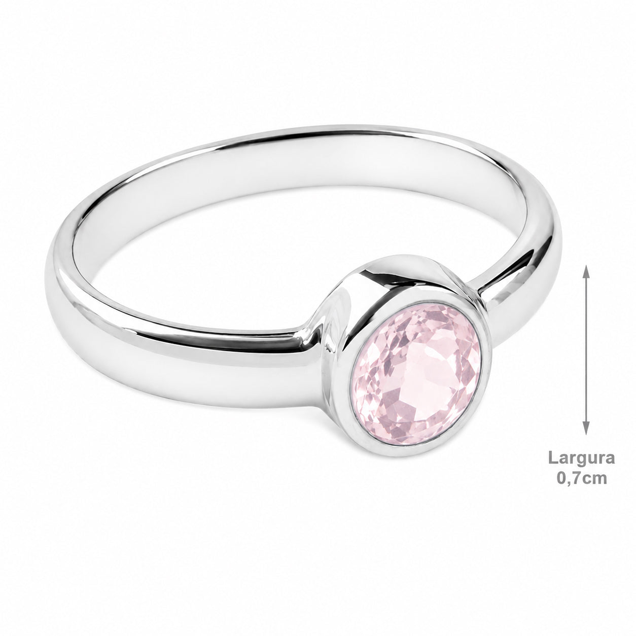 Anel de Prata com Quartzo Rosa - 65113
