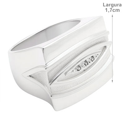 Anel de Prata Liso com Zircônias - 15234