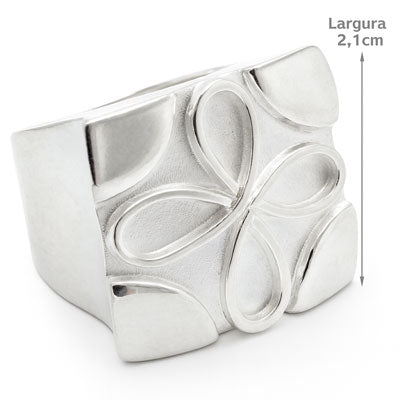 Anel de Prata Flor - 1528