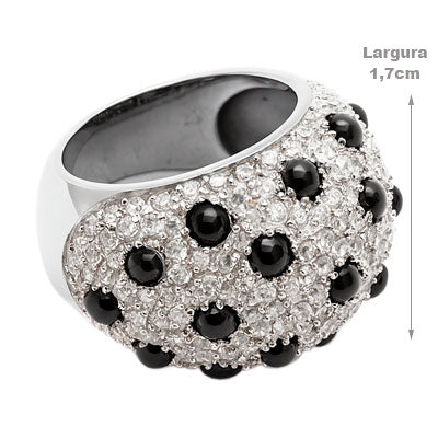 Anel de Prata com Ágata e Zircônias  - 17695