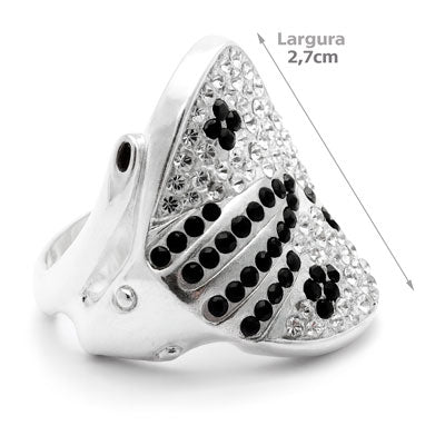 Anel de Prata Raia com Strass - 23613
