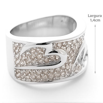 Anel de Prata Coração com Zircônias - 30360