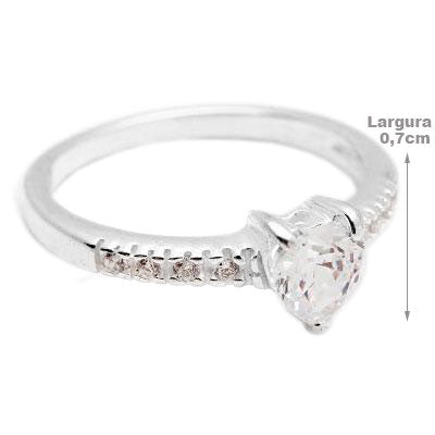 Anel de Prata Coração com Zircônias - 32442