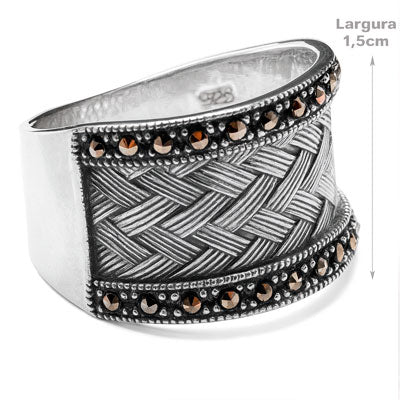 Anel de Prata com Marcassitas - 41904