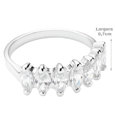 Anel de Prata com Zircônias - 42533