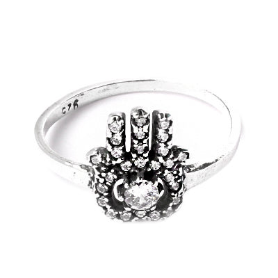 Anel de Prata Hamsa com Zircônia - 49978
