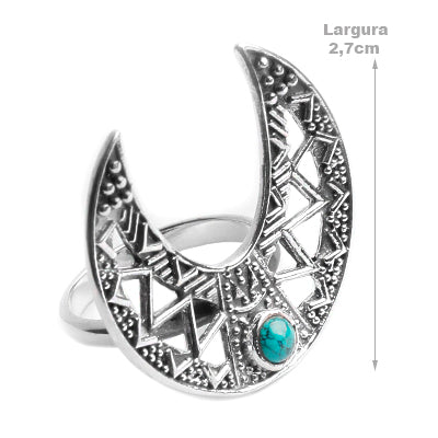 Anel de Prata Lua com Turquesa - 50672