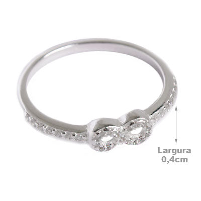 Anel de Prata Infinito com Zircônias - 54667