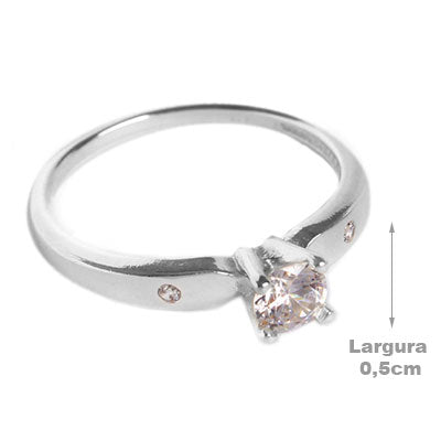 Anel de Prata Solitário - 55630