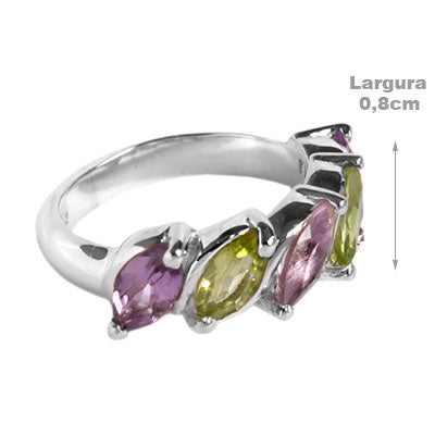 Anel de Prata com Pedras - 55730 - soprata
