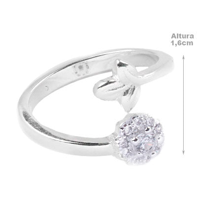 Anel de Prata Flor com Zircônia - 49319