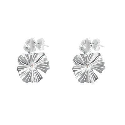 Brinco de Prata Flor com Zircônia