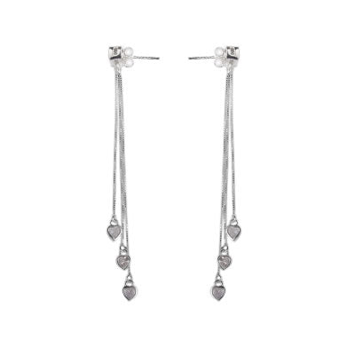 Brinco de Prata Coração com Zirônias