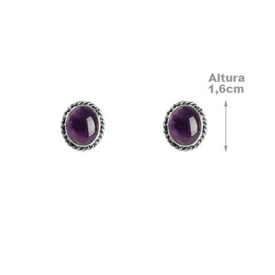 Brinco de Prata com Ametista - 55362