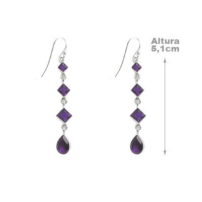 Brinco de Prata com Ametista - 55715