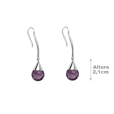 Brinco de Prata com Ametista - 55724
