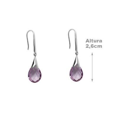 Brinco de Prata com Ametista - 55727